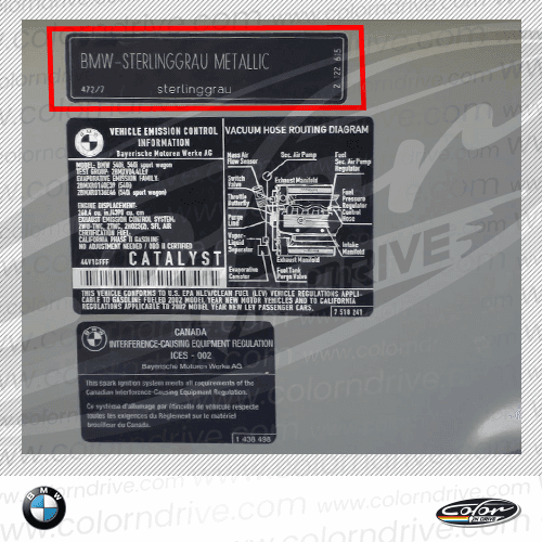 BMW-Farbcode-Etikett Beispiel 1