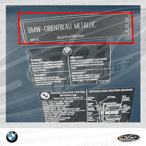 BMW-Farbcode-Etikett Beispiel 3