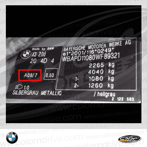 BMW-Farbcode-Etikett Beispiel 6