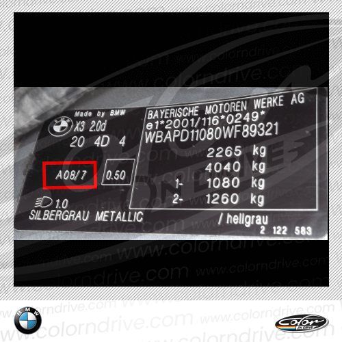 مثال ملصق كود لون BMW رقم 6